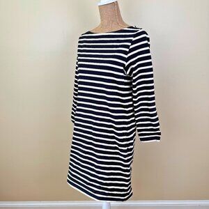 Samuji Black & White Striped Cotton Shift Dress – Size 40